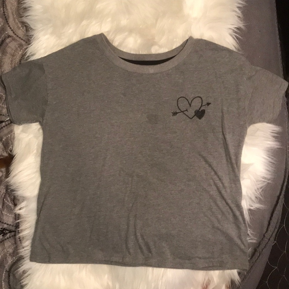 Grey Cotton-Blend T-shirt With arrow heart